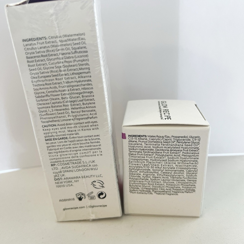 New GLOW RECIPE Watermelon Glow Mist & Plum Plump Hyaluronic Cream Bundle NIB - Picture 4 of 6